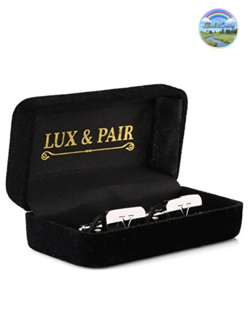 18K White Gold Plated Initial Engraved Stainless Steel Men's Cufflinks Gift Box